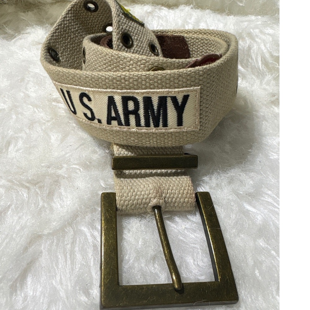 Belt Girls Medium U.S. Army Khaki Canvas Military Utility Y2K 243